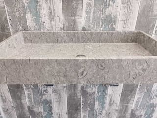 Grau Farbe Marmor Arbeitsplatte Bad Waschbecken, grau Fossil Marmor, Größe 90cm, große Waschbecken