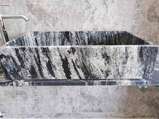 Aufsatzwaschbecken aus schwarzem und weißem Granit, rechteckig mit den Maßen 70 cm, für Badezimmer oder Außenbereich