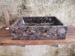 Lavabo da appoggio in Granito Multicolor Brown  Misura 50 x 40 cm