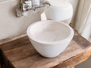Lavabo da appoggio in travertino bianco Formato XL Diametro 41cm Altezza 21-27cm