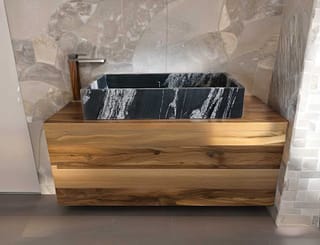 Lavabo da appoggio rettangolare in Granito Black  Misura 80x45x16cm
