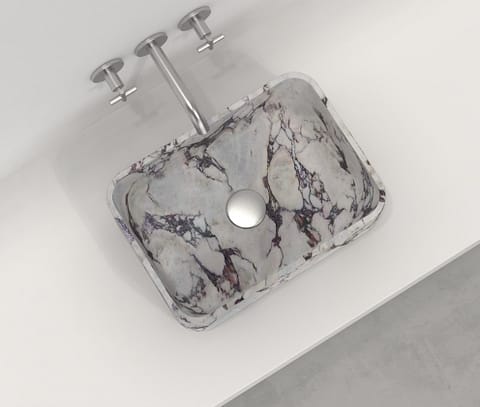 lavabo à poser en marbre calacatta viola