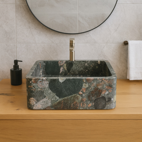 lavabo colorato da appoggio in granito vintage