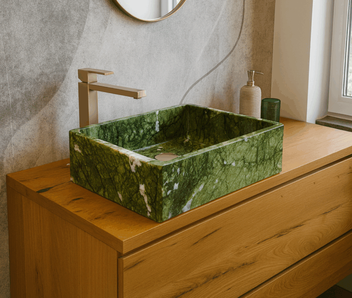 lavabo di design verde rettangolare