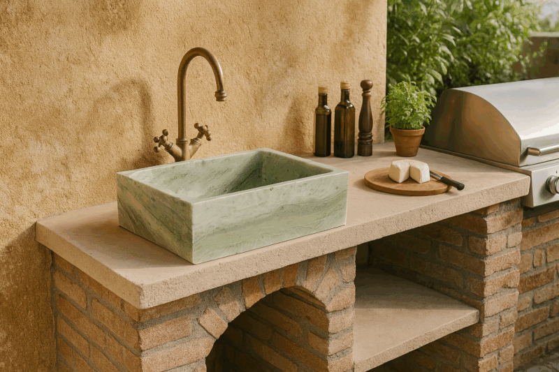 lavabo da cucina esterna in marmo
