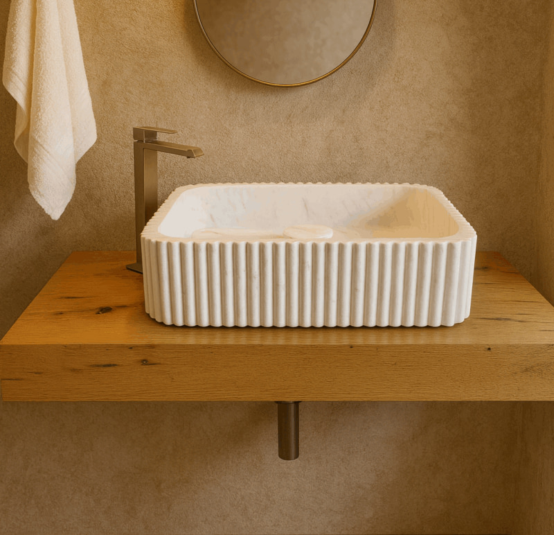 lavabo in marmo di carrara statuario di design