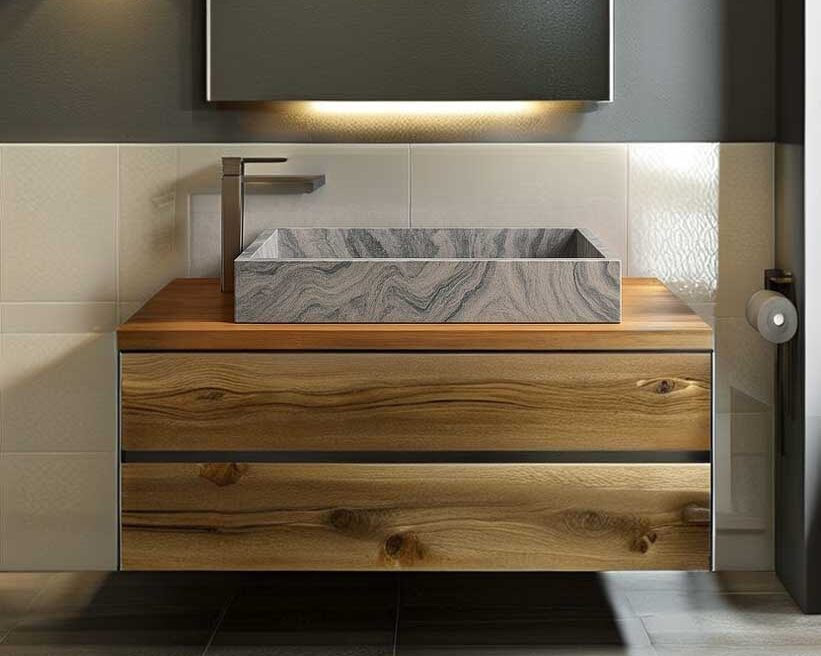 lavabo moderno in granito da appoggio grande