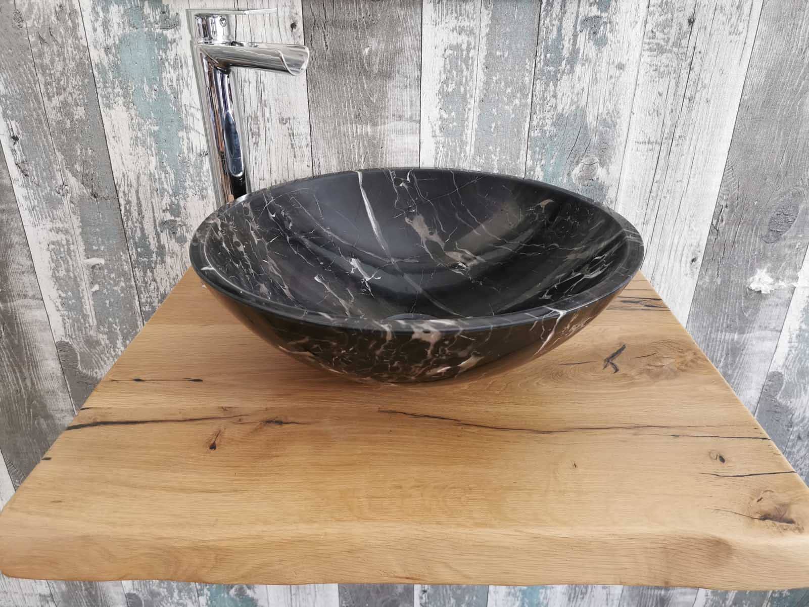 Mensola top da bagno in legno antico con lavabo